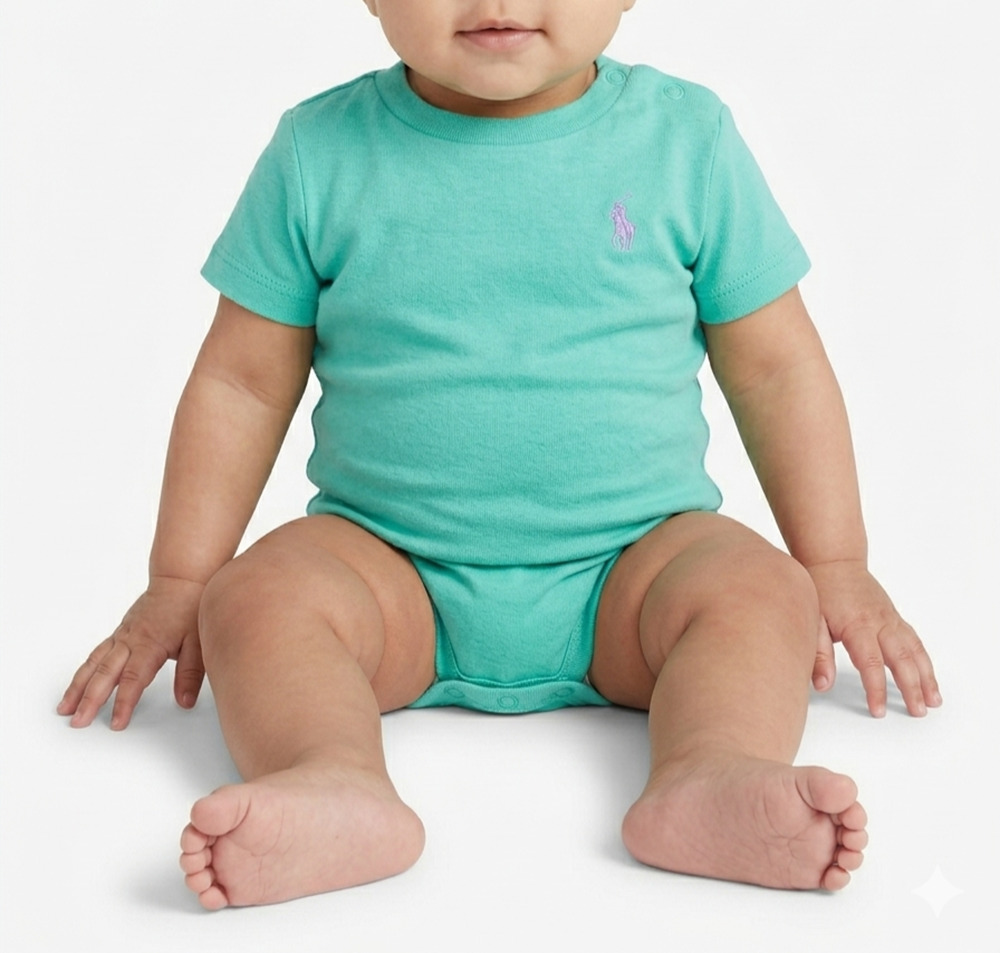 Ralph Lauren Baby Boy Girl Teal Green Cotton T-Shirt NWOT 3 Months Purple Pony